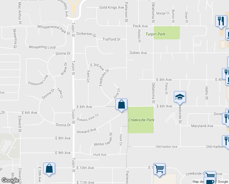 map of restaurants, bars, coffee shops, grocery stores, and more near 511 Jordt Circle in Anchorage