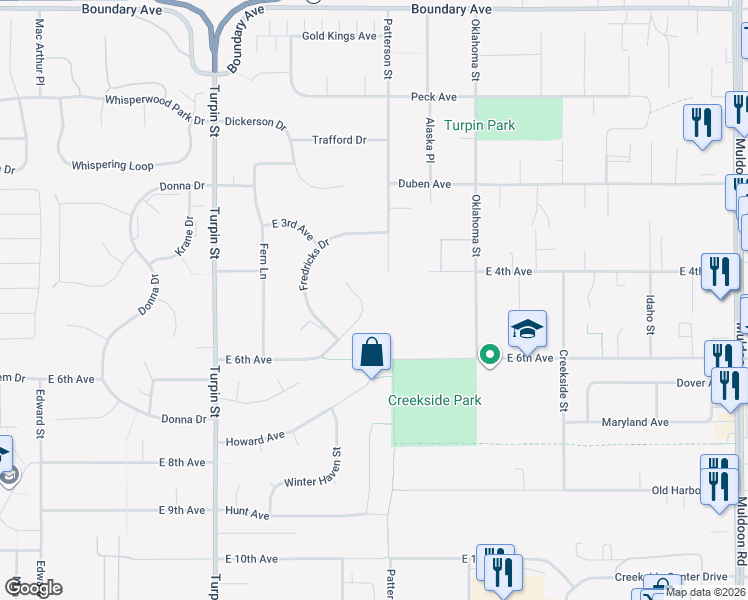 map of restaurants, bars, coffee shops, grocery stores, and more near 511 Jordt Circle in Anchorage