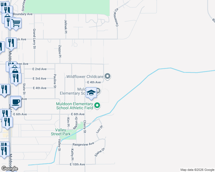 map of restaurants, bars, coffee shops, grocery stores, and more near 350 Bolin Street in Anchorage