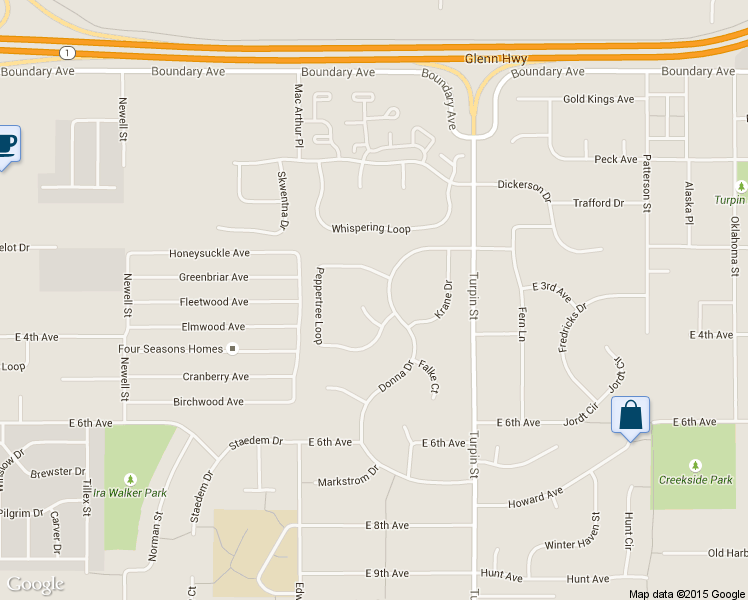 map of restaurants, bars, coffee shops, grocery stores, and more near 6431 Peppertree Circle in Anchorage