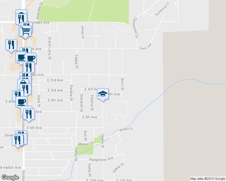 map of restaurants, bars, coffee shops, grocery stores, and more near 8531 E 4th Ave in Anchorage