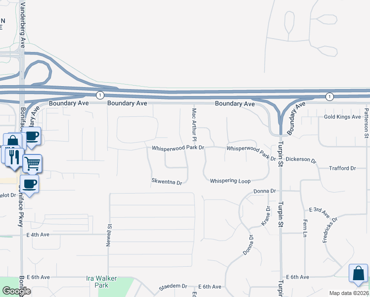 map of restaurants, bars, coffee shops, grocery stores, and more near 191 Skwentna Drive in Anchorage