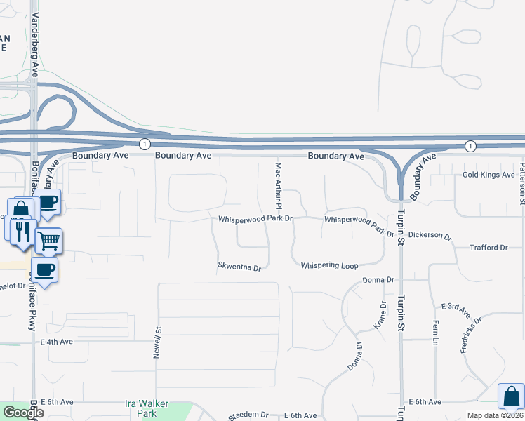 map of restaurants, bars, coffee shops, grocery stores, and more near 191 Willow View Circle in Anchorage