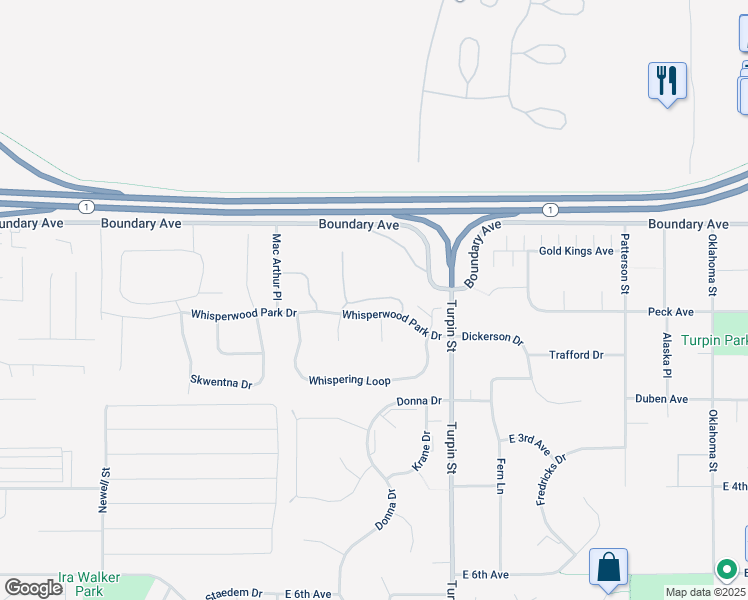 map of restaurants, bars, coffee shops, grocery stores, and more near 179 Rusty Allen Place in Anchorage
