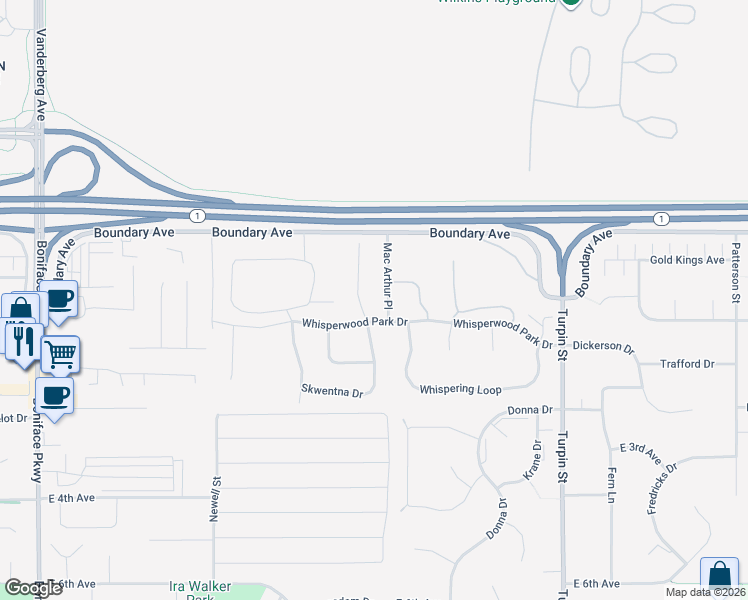 map of restaurants, bars, coffee shops, grocery stores, and more near 191 Willow View Circle in Anchorage
