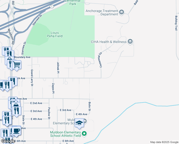 map of restaurants, bars, coffee shops, grocery stores, and more near in Anchorage