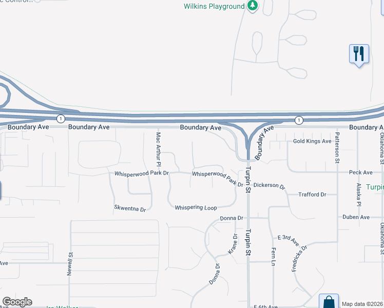 map of restaurants, bars, coffee shops, grocery stores, and more near 179 Rusty Allen Place in Anchorage