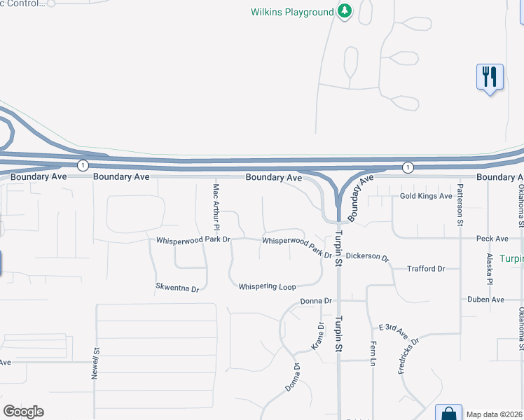 map of restaurants, bars, coffee shops, grocery stores, and more near 179 Rusty Allen Place in Anchorage