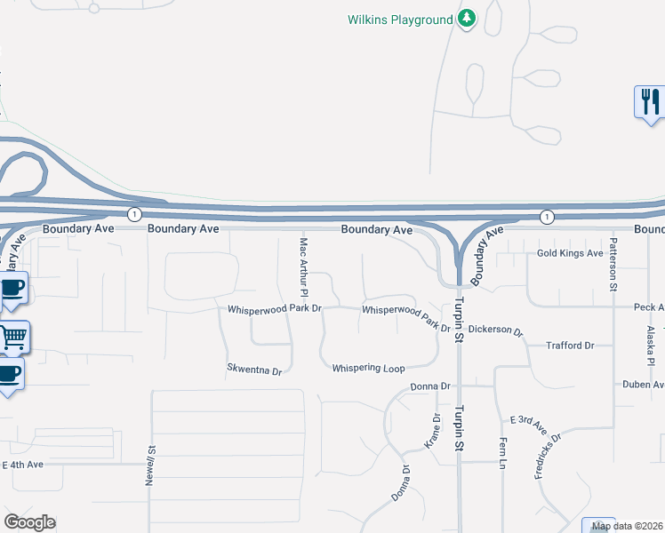 map of restaurants, bars, coffee shops, grocery stores, and more near 100-6698 Boundary Avenue in Anchorage