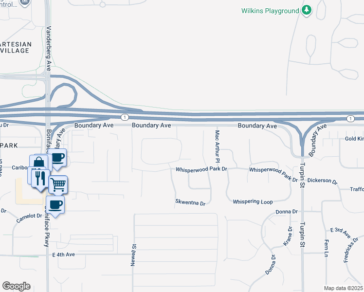 map of restaurants, bars, coffee shops, grocery stores, and more near 144 Willow View Circle in Anchorage
