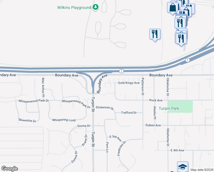map of restaurants, bars, coffee shops, grocery stores, and more near 6811 Gold Kings Circle in Anchorage