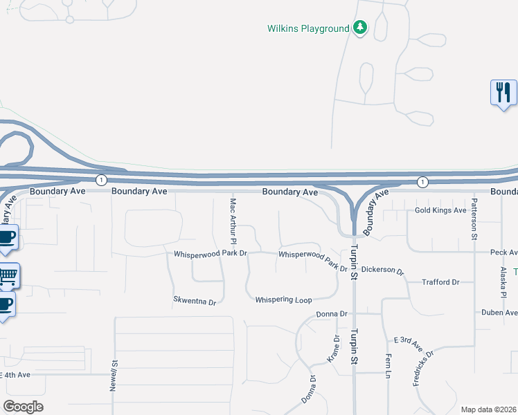 map of restaurants, bars, coffee shops, grocery stores, and more near 100-6698 Boundary Avenue in Anchorage