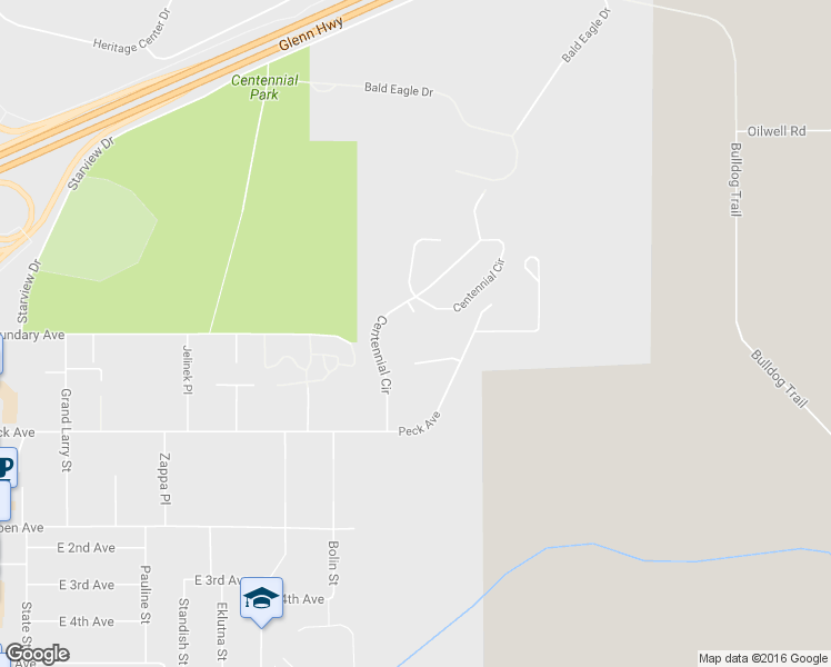 map of restaurants, bars, coffee shops, grocery stores, and more near 8871 Centennial Circle in Anchorage