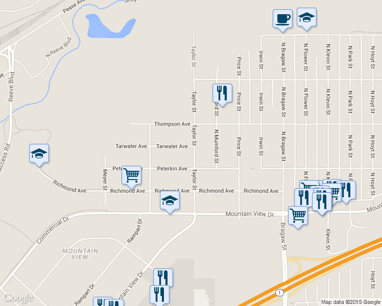 map of restaurants, bars, coffee shops, grocery stores, and more near 401 Taylor Street in Anchorage