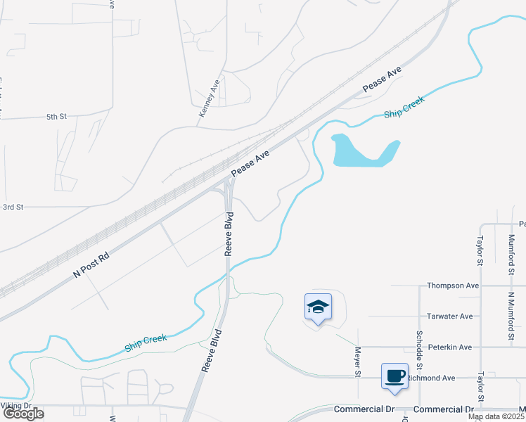 map of restaurants, bars, coffee shops, grocery stores, and more near 209 North Post Road in Anchorage