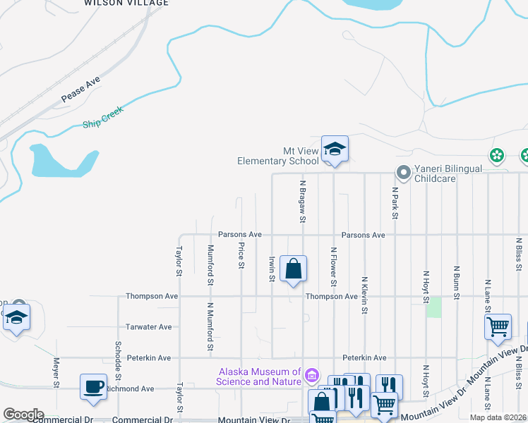map of restaurants, bars, coffee shops, grocery stores, and more near 716 Irwin Street in Anchorage