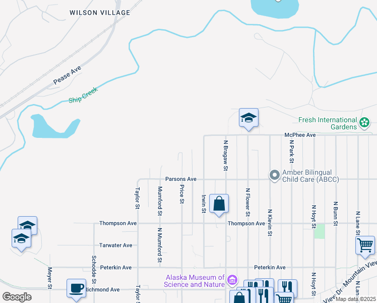 map of restaurants, bars, coffee shops, grocery stores, and more near 716 Irwin Street in Anchorage