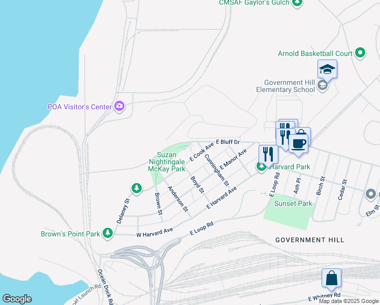 map of restaurants, bars, coffee shops, grocery stores, and more near 221 East Cook Avenue in Anchorage