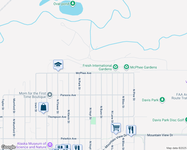 map of restaurants, bars, coffee shops, grocery stores, and more near 4306 McPhee Avenue in Anchorage