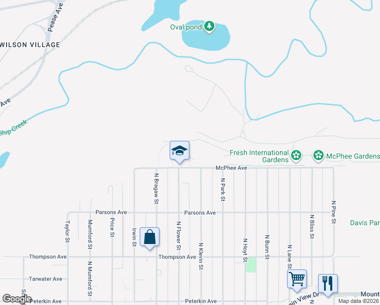 map of restaurants, bars, coffee shops, grocery stores, and more near McPhee Avenue in Anchorage
