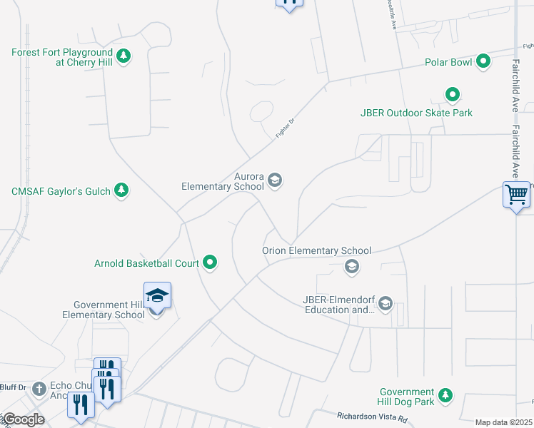 map of restaurants, bars, coffee shops, grocery stores, and more near 5085 10th Street in Anchorage