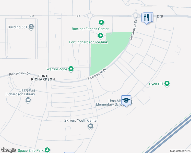 map of restaurants, bars, coffee shops, grocery stores, and more near 600 Richardson Drive in Anchorage