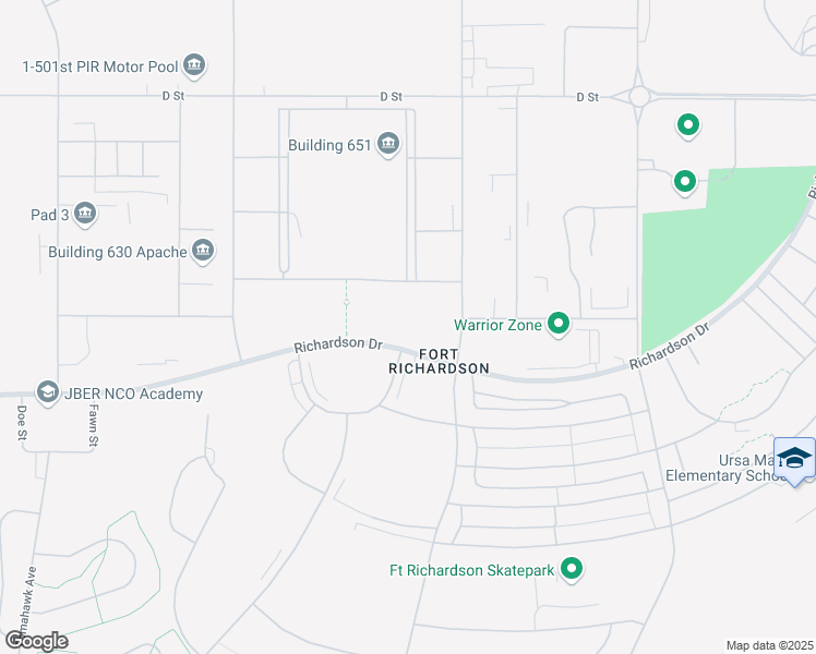 map of restaurants, bars, coffee shops, grocery stores, and more near 600 Richardson Drive in Anchorage