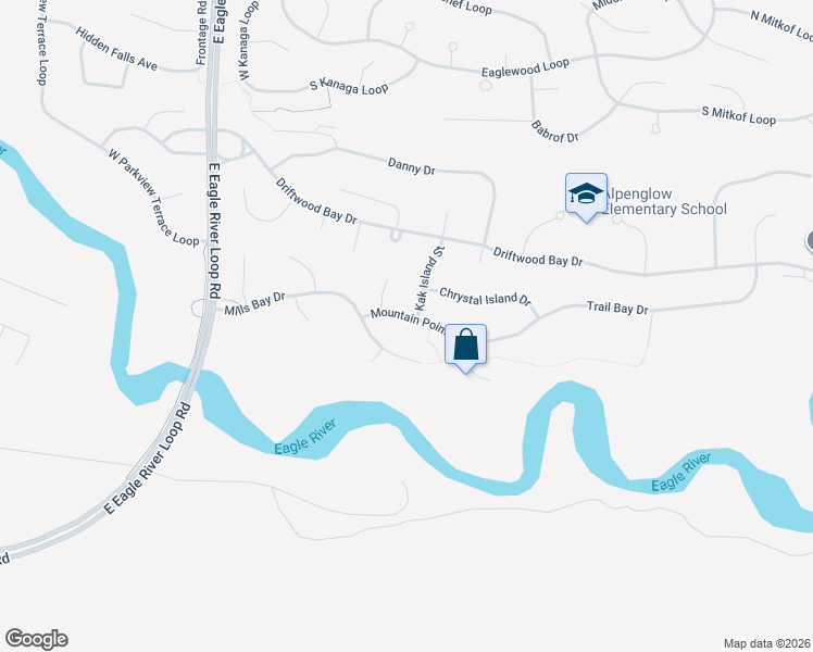 map of restaurants, bars, coffee shops, grocery stores, and more near 18848 Mountain Point Drive in Anchorage