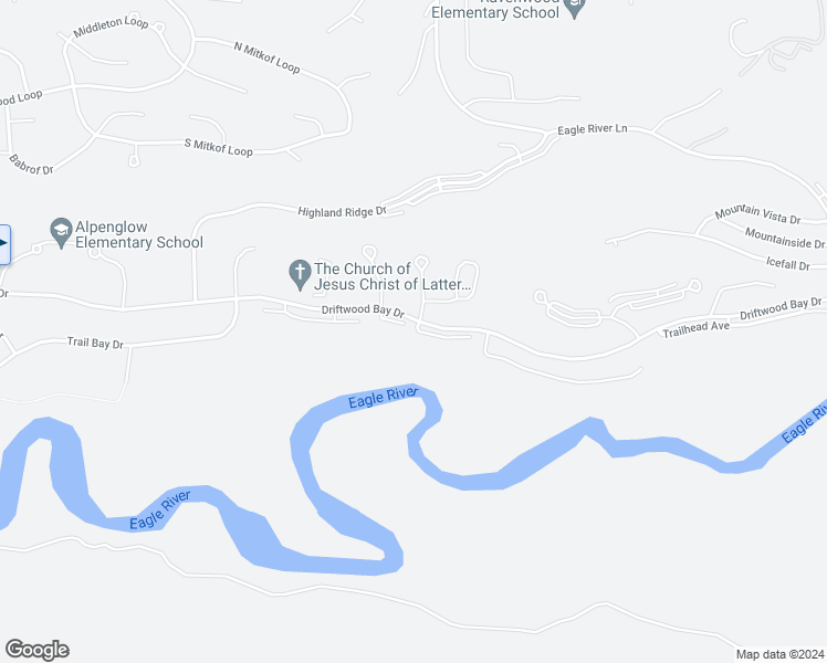 map of restaurants, bars, coffee shops, grocery stores, and more near 19922 Driftwood Bay Drive in Anchorage
