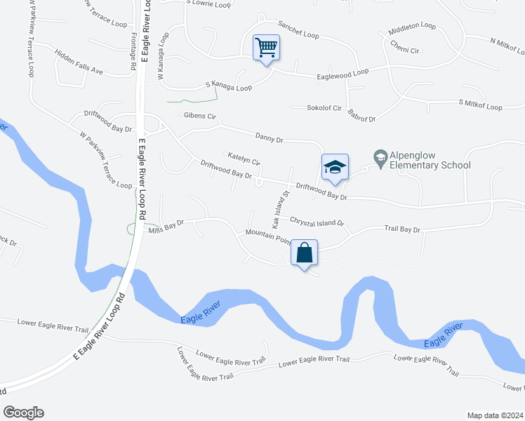 map of restaurants, bars, coffee shops, grocery stores, and more near 8829 July Creek Circle in Anchorage