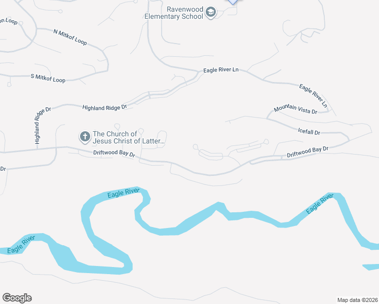 map of restaurants, bars, coffee shops, grocery stores, and more near 20208 Glacier Park Circle in Anchorage