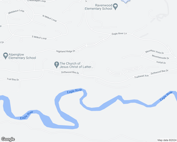 map of restaurants, bars, coffee shops, grocery stores, and more near 8867 Eagle Place Loop in Anchorage