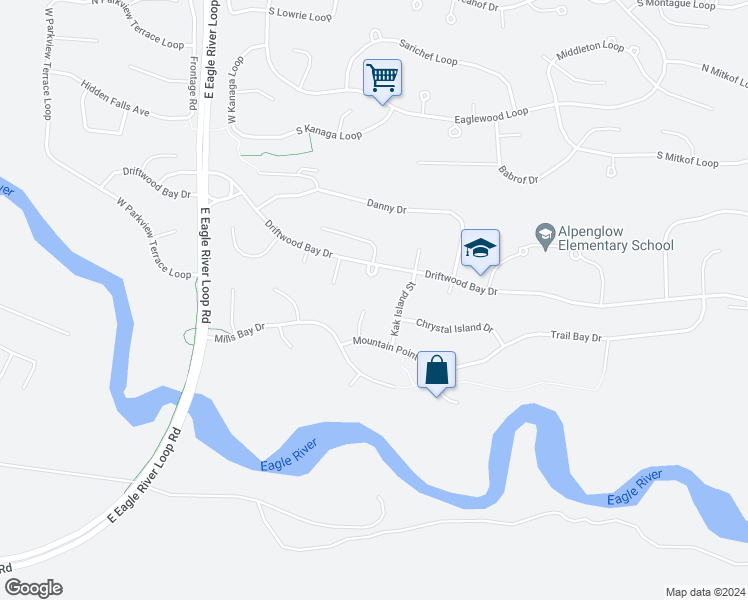 map of restaurants, bars, coffee shops, grocery stores, and more near 8833 July Creek Circle in Anchorage