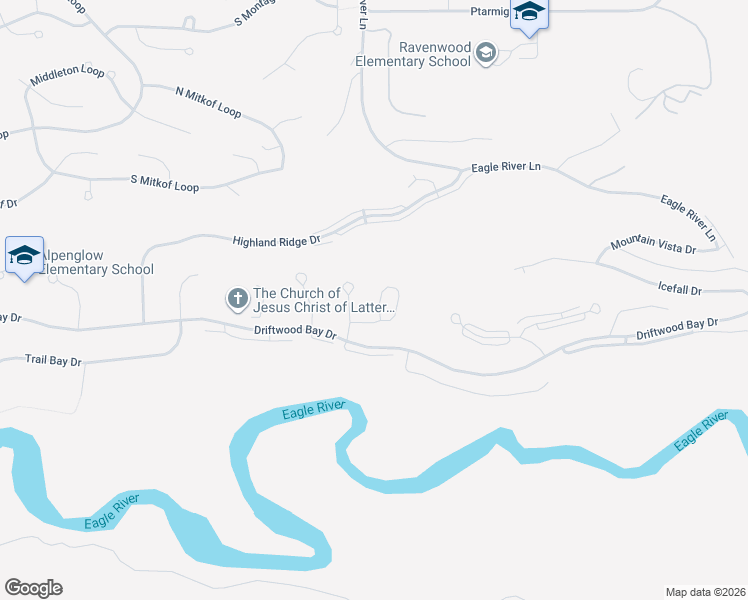 map of restaurants, bars, coffee shops, grocery stores, and more near 8865 Eagle Place Loop in Anchorage