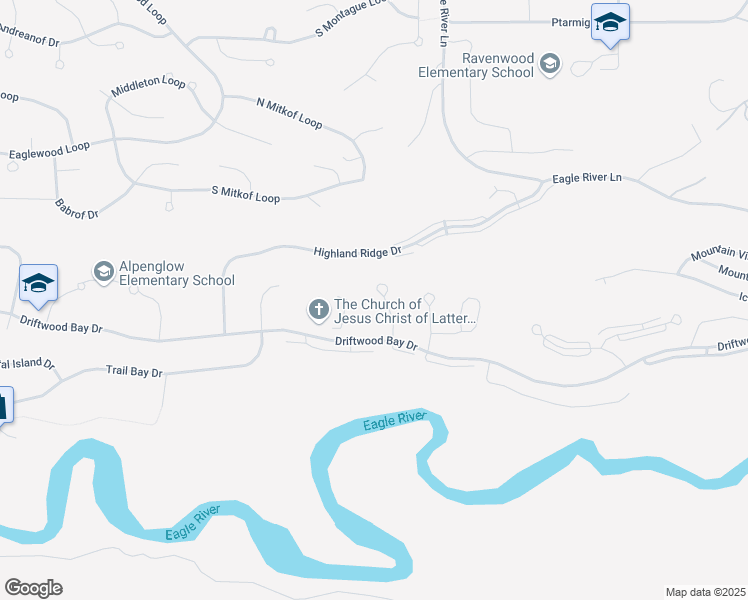 map of restaurants, bars, coffee shops, grocery stores, and more near 8934 Birch Park Circle in Anchorage