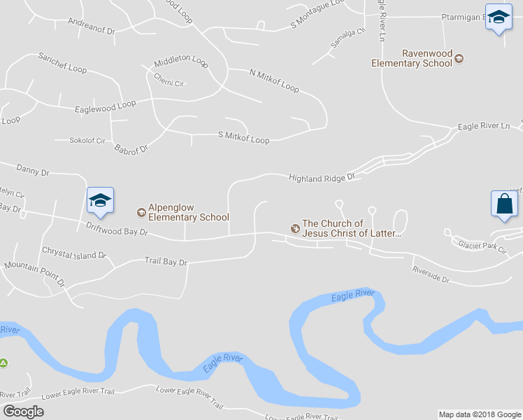 map of restaurants, bars, coffee shops, grocery stores, and more near 8933 Northwood Park Circle in Anchorage