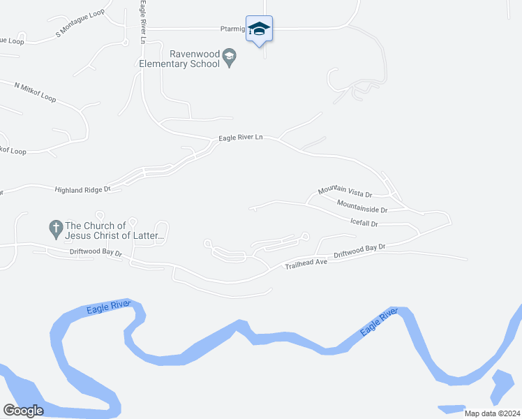 map of restaurants, bars, coffee shops, grocery stores, and more near 20380 Icefall Drive in Anchorage