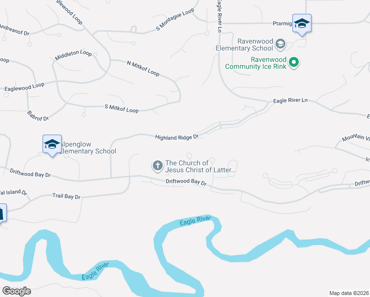 map of restaurants, bars, coffee shops, grocery stores, and more near 8958 Birch Park Circle in Anchorage