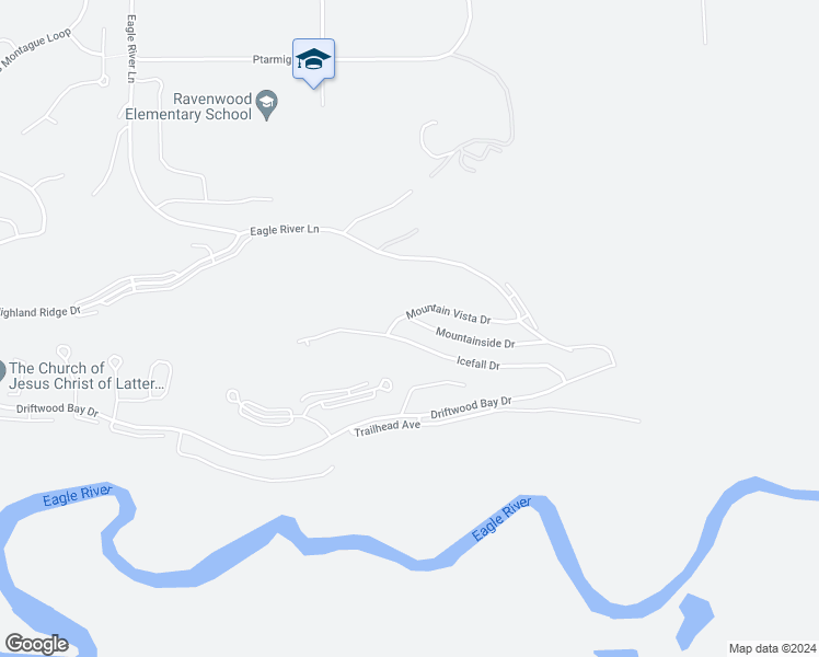 map of restaurants, bars, coffee shops, grocery stores, and more near 20598 Mountainside Drive in Anchorage