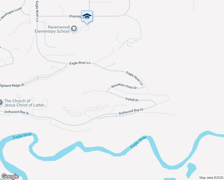 map of restaurants, bars, coffee shops, grocery stores, and more near 20570 Mountain Vista Drive in Anchorage