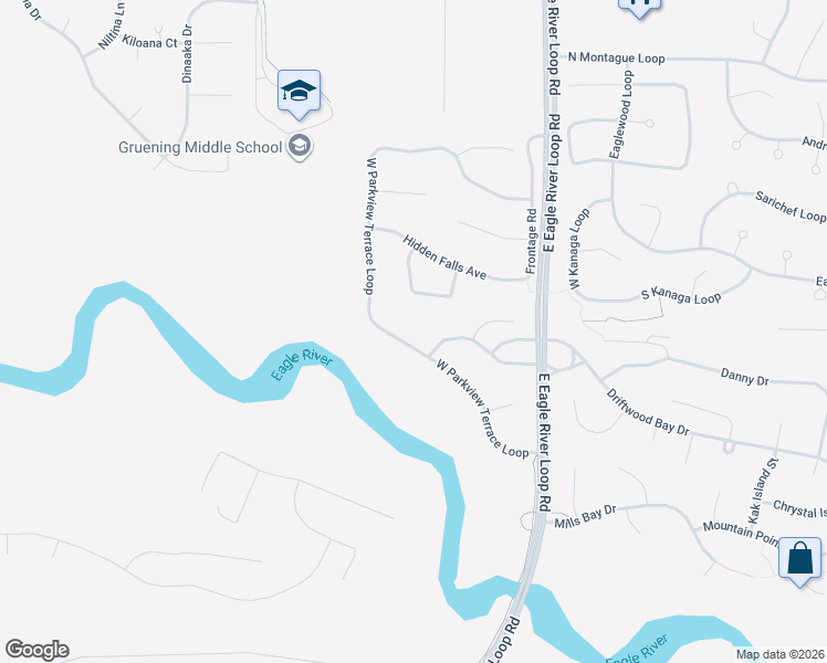 map of restaurants, bars, coffee shops, grocery stores, and more near 9143 West Parkview Terrace Loop in Anchorage