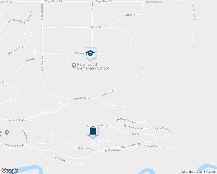 map of restaurants, bars, coffee shops, grocery stores, and more near 20527 Birch Crest Lane in Anchorage