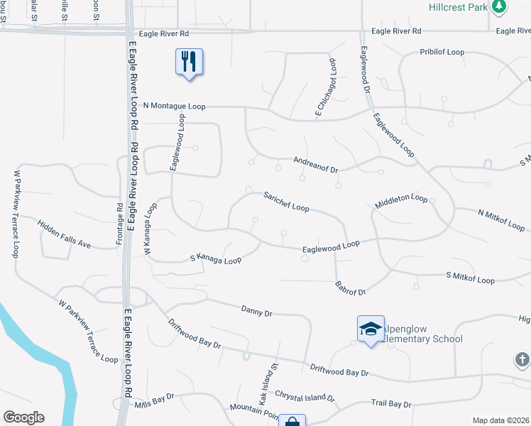 map of restaurants, bars, coffee shops, grocery stores, and more near 9409 Stuart Circle in Anchorage