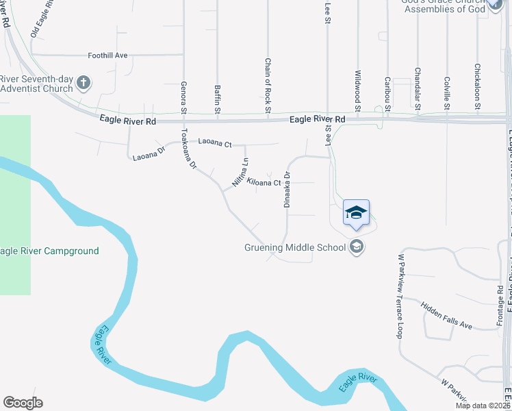 map of restaurants, bars, coffee shops, grocery stores, and more near 9710 Sinina Place in Anchorage