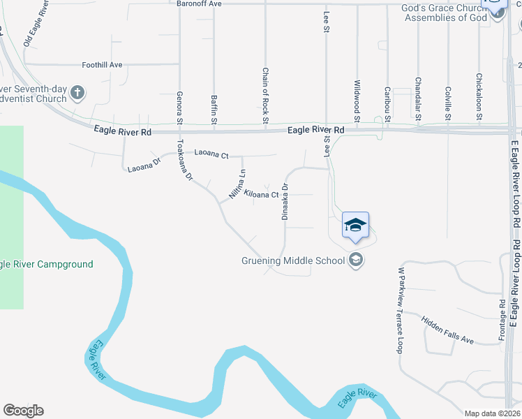 map of restaurants, bars, coffee shops, grocery stores, and more near 9710 Sinina Place in Anchorage