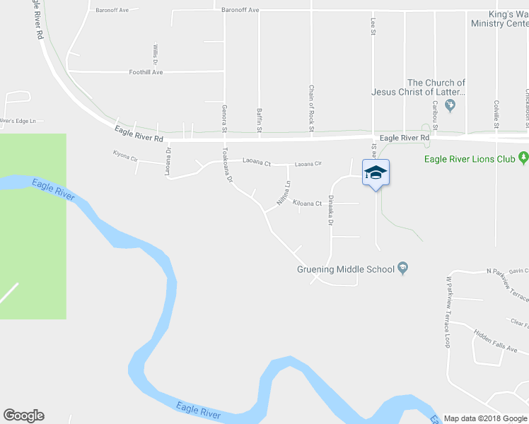 map of restaurants, bars, coffee shops, grocery stores, and more near 9700 Niltina Lane in Anchorage