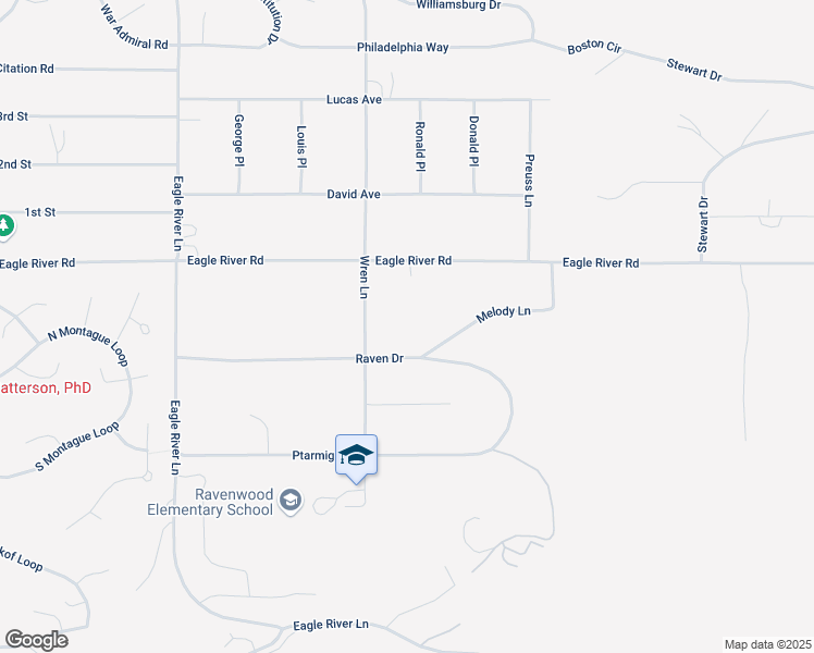 map of restaurants, bars, coffee shops, grocery stores, and more near 20445 Raven Drive in Anchorage
