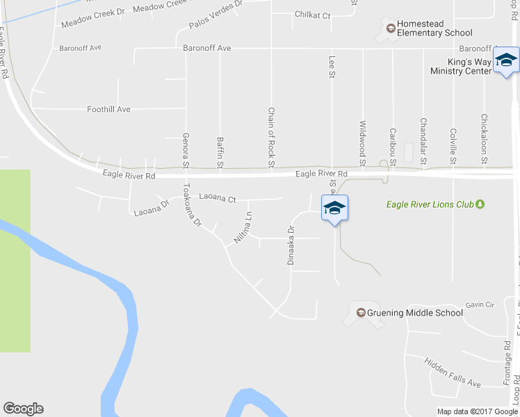 map of restaurants, bars, coffee shops, grocery stores, and more near 17538 Laoana Court in Anchorage