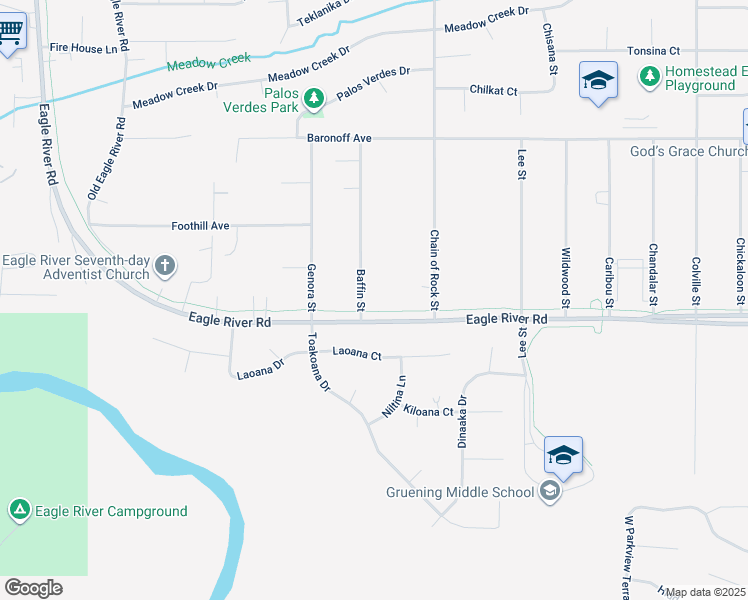 map of restaurants, bars, coffee shops, grocery stores, and more near 10011 Baffin Street in Anchorage