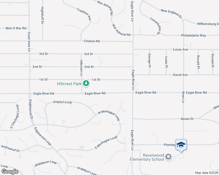 map of restaurants, bars, coffee shops, grocery stores, and more near 19837 Eagle River Road in Anchorage